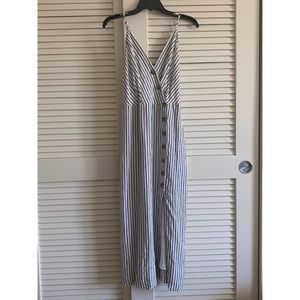 UO Striped Midi Button Down Dress